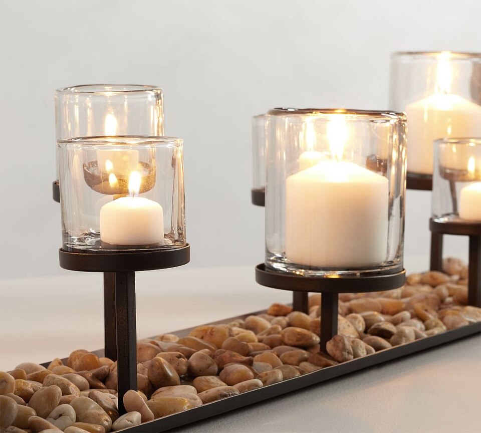 Draper Bronze Multi Pillar Candle Holder Centrepiece Pottery Barn